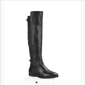 UGG Danae Black Leather Tall Boots